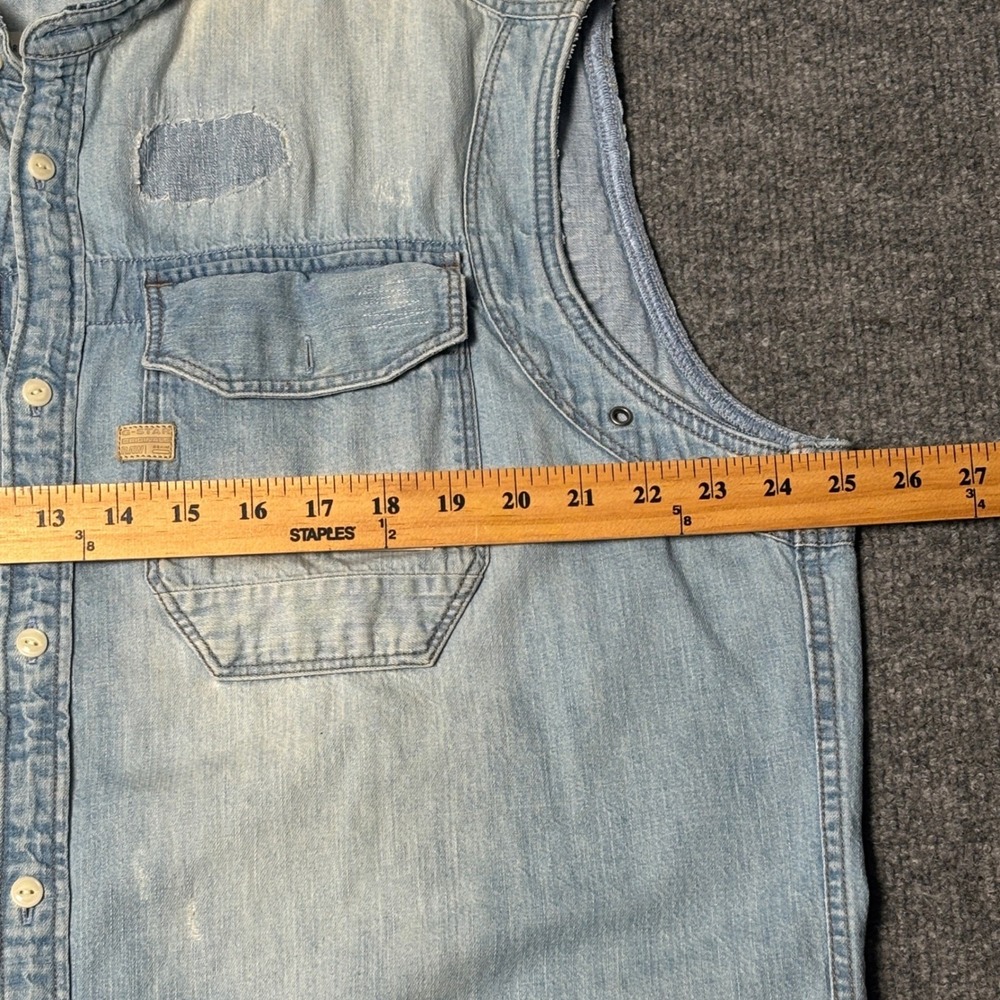 G-Star Raw Denim Vest Mens XXL Blue Distressed Wolker Shirt D00435 - Picture 10 of 15